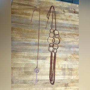 Paparazzi Shiny Copper Necklaces, Key & Rings with 3 Chains, Bundle Deal!